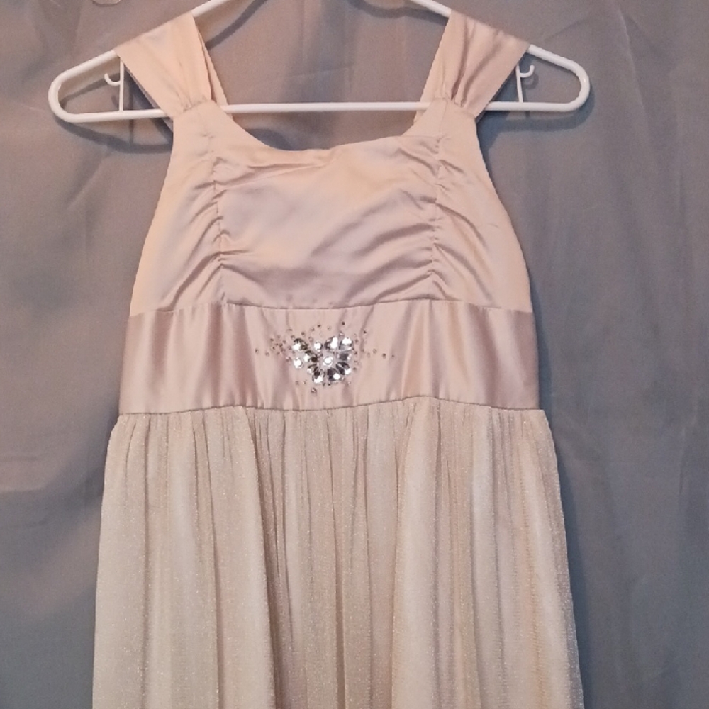 Avon Elegant Cream Girls Dress with Silver Accents - Size 7-8